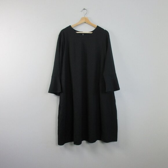 J Jill Ponte Dress 3X Black Viscose Blend Shift Knee Length Classic Bohemian 664 - Picture 1 of 11